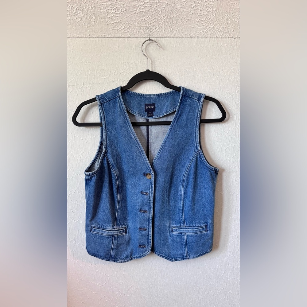 J. Crew Blue Denim Button-Front Vest